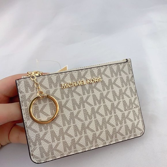 MK JST Coin Key Chain Card Holder Wallet Vanilla - Picture 3 of 4